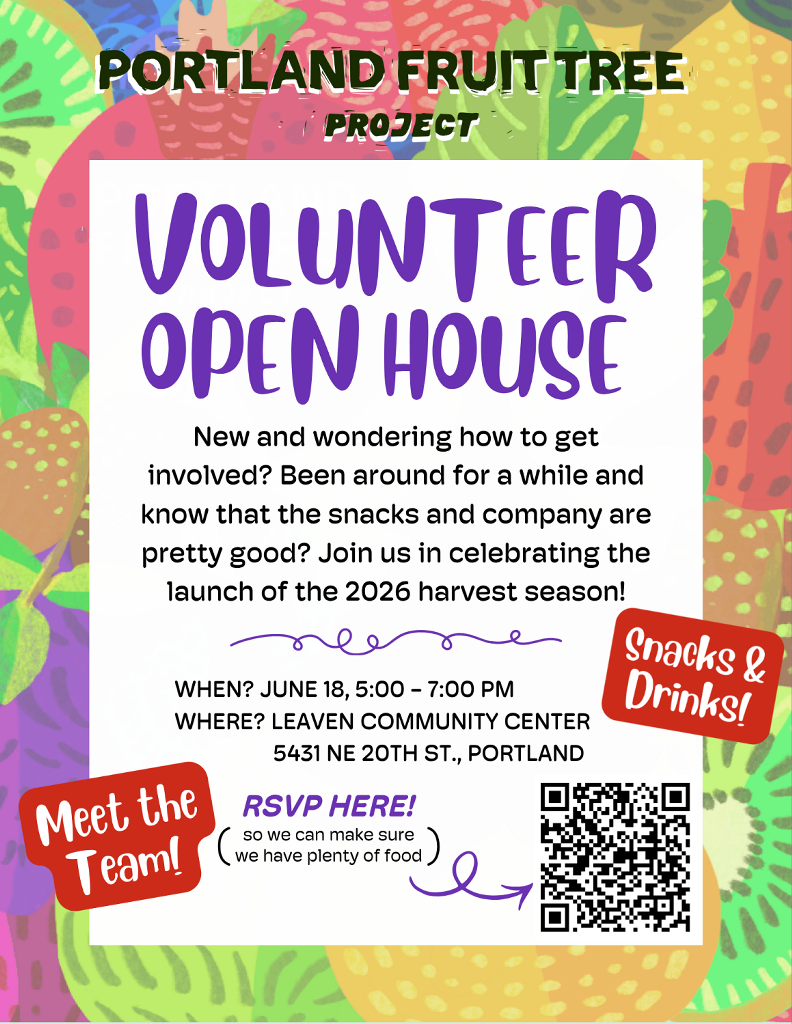Portland Fruit Tree Project – Volunteer Open House event artwork